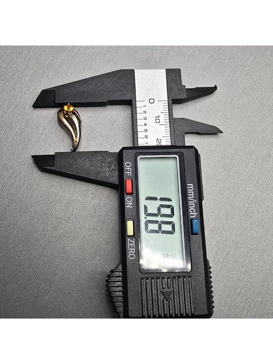 14k Yellow Gold Citrine Pendant Sculptural Ribbon Statement Charm Signed KK - Picture 10 of 14